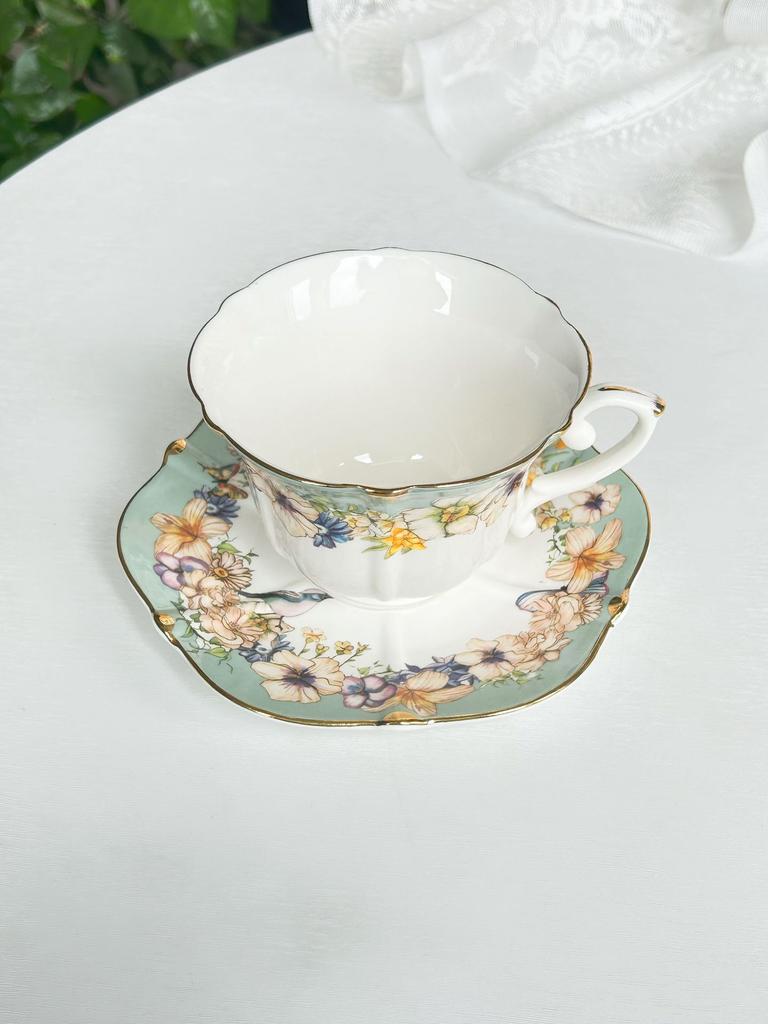 Европейский чайный сервиз, кофейная чашка и тарелка, винтажный цветок, креативная керамическая чашка и тарелка