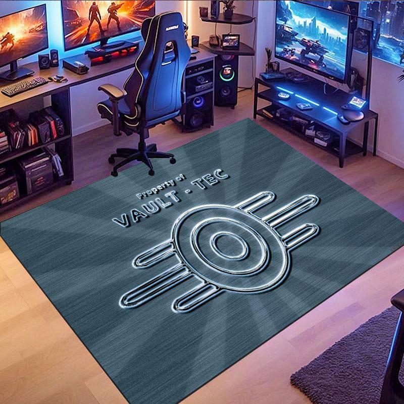 Classic Game Vault-Tec Logo Rug, suitable for living room, bedroom, game room, computer room and home décor.