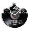 Настенные часы со штангой для тренировок 'Без боли нет результата' Cross fit Мотивация GYM Фитнес Знак Настенный декор Часы из виниловой пластинки Подарок для него
