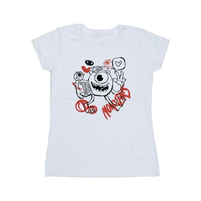 Monsters Inc Womens/Ladies Mike Wazowski Graffiti Cotton T-Shirt