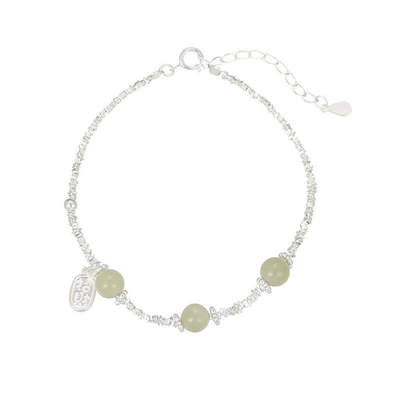 Под деревом баньяна S925 Серебряный браслет с нефритом Хотан для женщин