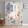 Summer Flowers And Plants Tulle Window Curtains for Bedroom Luxury Home Decor Drapes In Living Room Chiffon Panels