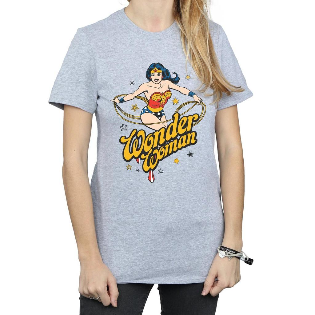 DC Comics Womens/Ladies Wonder Woman Stars Cotton Boyfriend T-Shirt