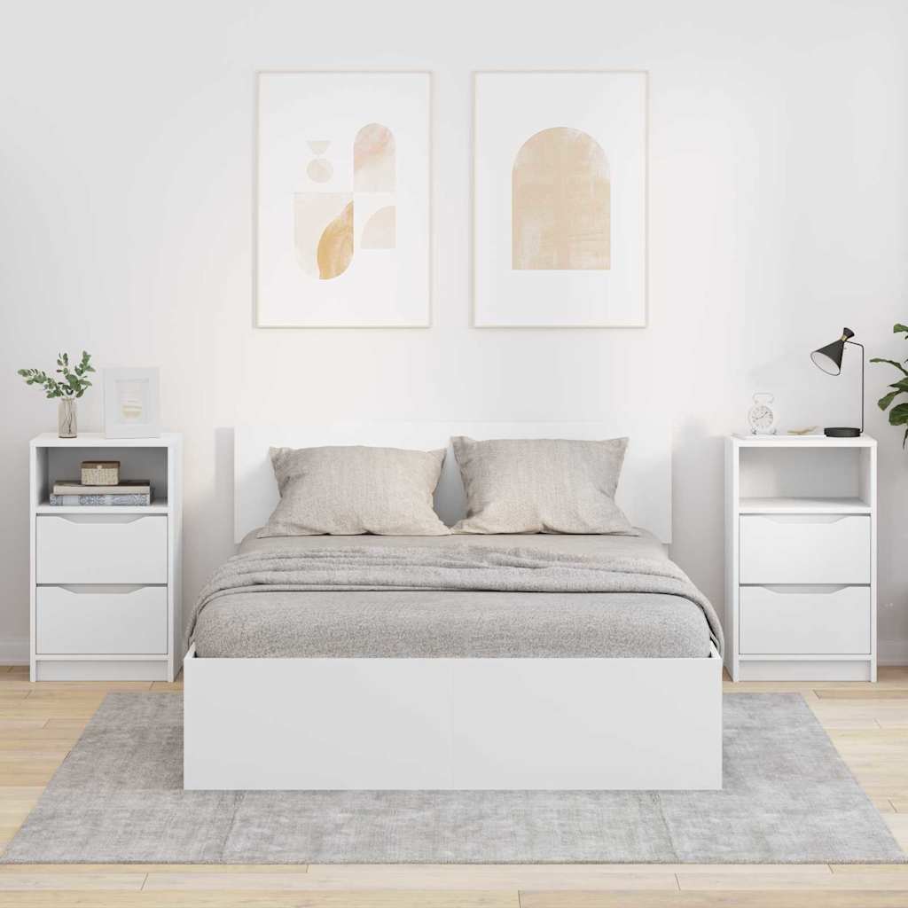Nightstands (2 pcs) White 40 x 30 x 67 cm Engineered Wood