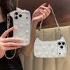 Elegant Pearl & Butterfly Shoulder Phone Case for iPhone 12-17 Series — Adjustable Strap, Mirror Metallic Frame