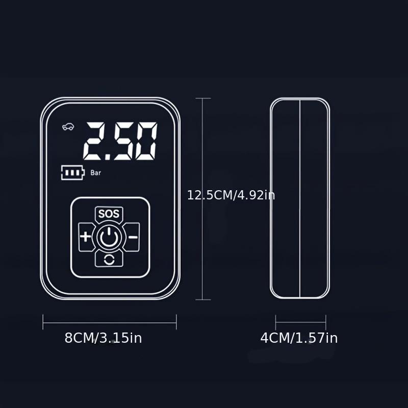 Portable Tire Inflator Digital Display Multifunctional 3 Nozzle Adapter