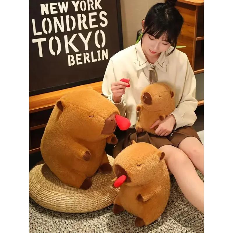 Мягкая плюшевая игрушка капибара, мягкая игрушка для снятия тревожности, имитация животных, подушка для домашнего декора, пушистая плюшевая кукла, рождественский подарок, детские игрушки