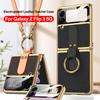 For Samsung Galaxy Z Flip 3 5g Case Original Case Luxury Plating Leather Strap Ring Stand Hard Cover For Samsung Z Flip 3 5g