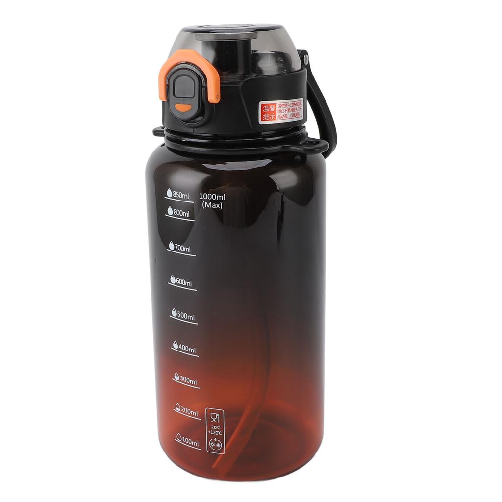 Спортивная бутылка для воды 1000 мл, герметичная, со съемной трубочкой, портарная чашка для воды с ручкой и плечевым ремнем для студентов