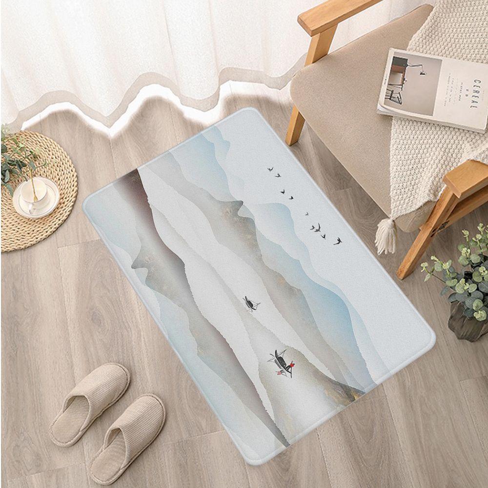 Нескользящий дверной коврик для спальни, спальни, балкона, гостиной, прикроватный ковер, китайский пейзаж, коврик для ванной комнаты