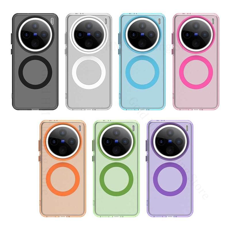 Матовый магнитный противоударный чехол цвета конфет для Vivo X200 Pro mini с беспроводной зарядкой, прозрачный чехол для VIVO Y200 Pro S19 Pro V40 Pro 5G Shell