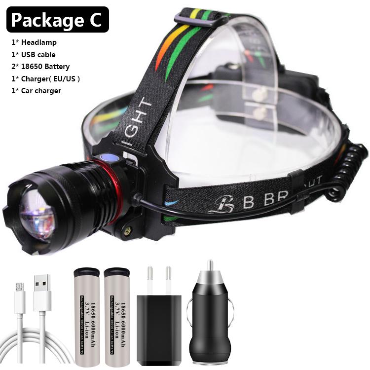 Xhp70 Мощный налобный фонарь Фара-фонарик Фара 32 Вт 4291 лм Светодиодные лампы 2*18650 Батарея Увеличение/Уменьшение Литий-ионный Litwod