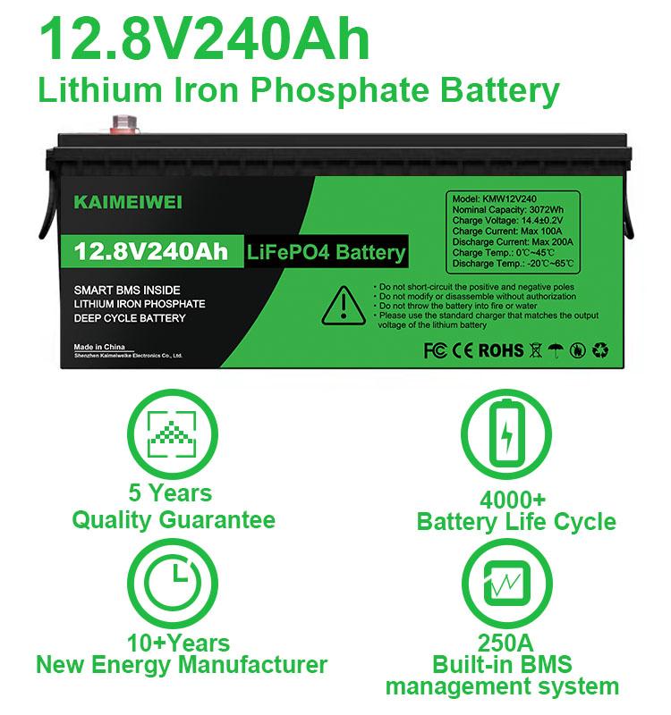 Lifepo4 Deep Cycle 12v 240ah Rechargeable Lithium Ion Batteries Lifepo4 Battery Pack