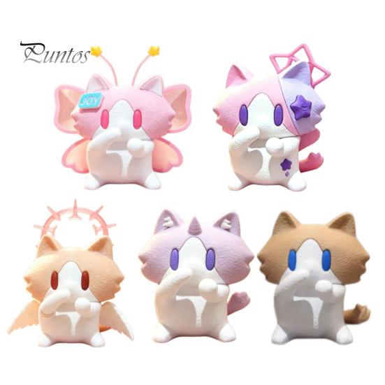 Милые фигурки животных для полки 3D-печатная фигурка кошки, Мультяшное настольное украшение с игриво прикрытым ртом, Миниатюрный дизайн украшения для дома и офиса,
