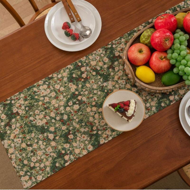 Heat Insulation Dust-proof Vintage Table Runner Tassel Tea Flag Luxury Wedding Table Decoration Pastorale Tablecloth
