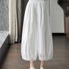 Women's Summer White Casual Lantern Wide-Leg Pants | Wutong-Style 9/10 Length Trousers