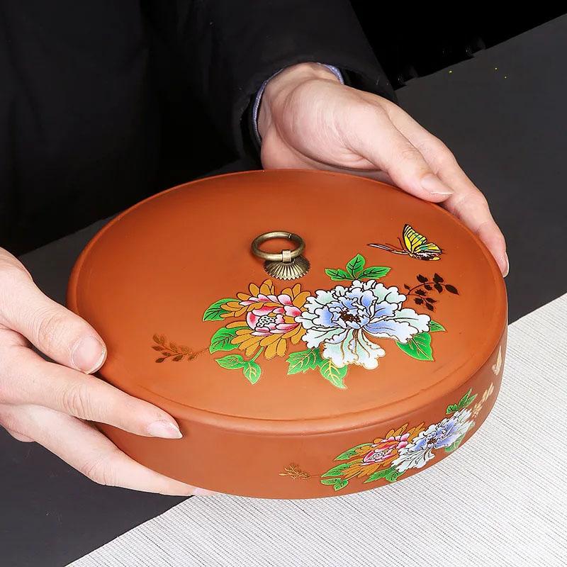 Коробка для хранения чайных лепешек, многослойная керамика, герметичный контейнер для хранения закусок, элегантный принт, органайзер для кофейных зерен в форме ореха