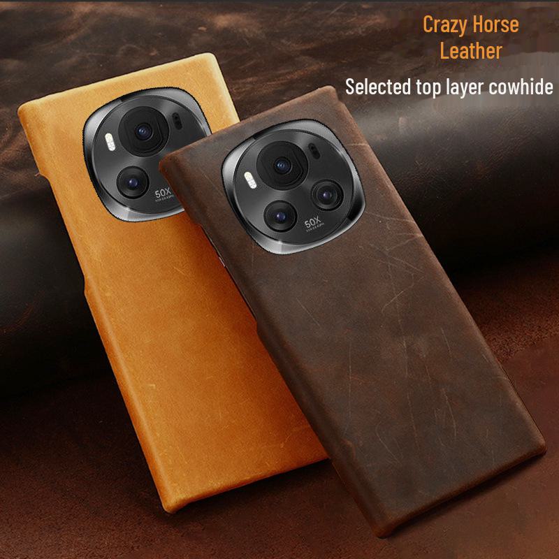 Защитный чехол из натуральной кожи для Honor Magic 4 Pro — чехол Ultimate Edition из воловьей кожи Crazy Horse для Honor Magic 4.