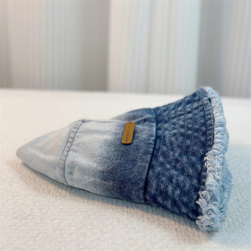 Весенняя новинка, постепенные изменения, необработанный край, вымытая джинсовая панама, женская шляпа для отдыха, солнцезащитный козырек, женская панама