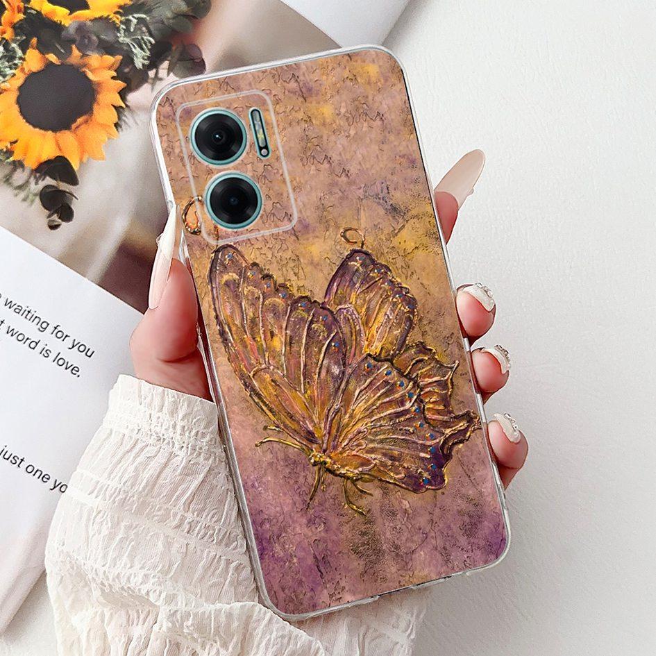 For Xiaomi Redmi Note 11E 5G Case Popular Flower Love Heart Soft Silicone Capa Back Cover For Xiaomi Redmi 10 11 Prime 5G Bumper
