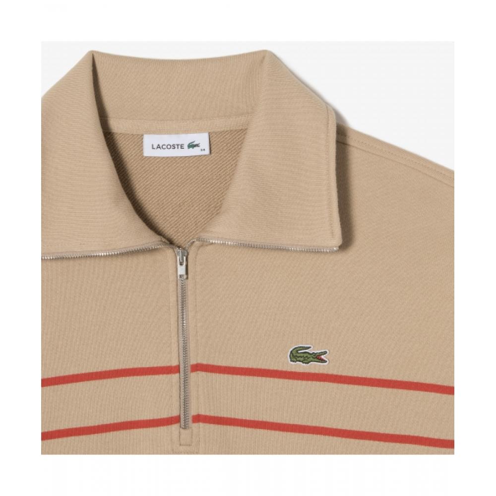 Lacoste Женская футболка с застежкой-молнией на половину длины [красная]