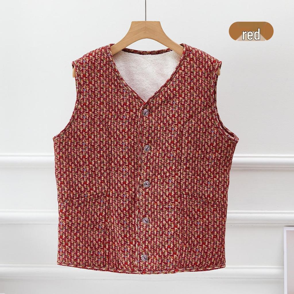 Теплый хлопковый жилет на флисовой подкладке для женщин среднего и пожилого возраста, идеально подходит для мам и бабушек