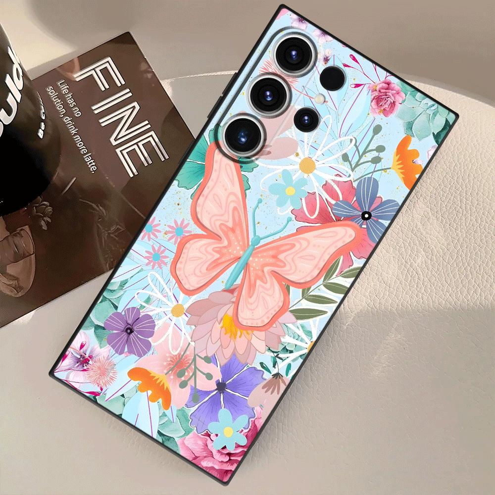 Cartoon Butterfly Flower Funda Phone Cover Case for Samsung Galaxy S26 Ultra S25 Plus S24 S20 Ultra S23 Note 20 8 9 10 S10 S9