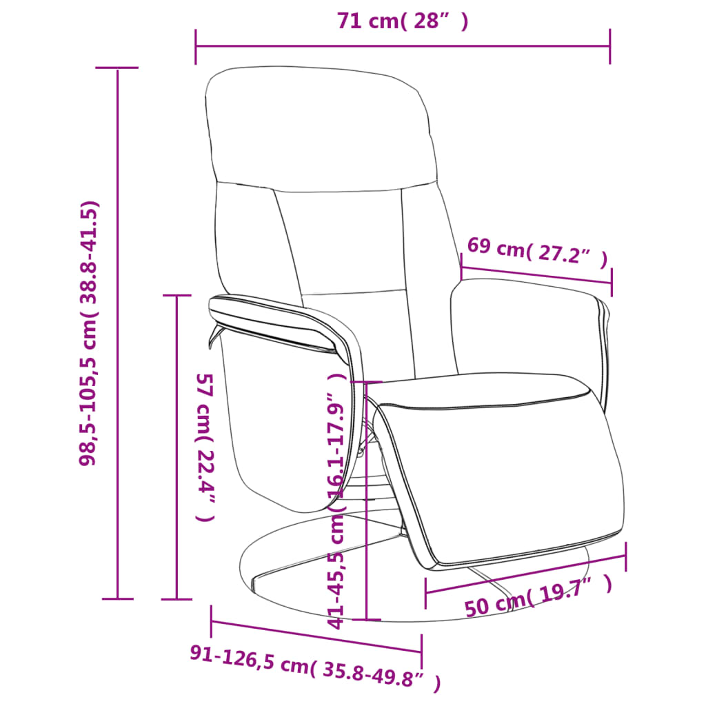 Recliner with Footrest Black Velvet