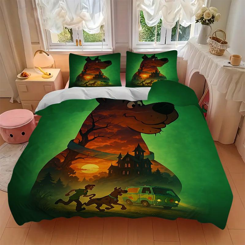 3pcs Scooby-Doo Duvet Cover Set - Machine Washable, Includes 1 Duvet Cover and 2 Pillowcases, No Core Included yy251022189