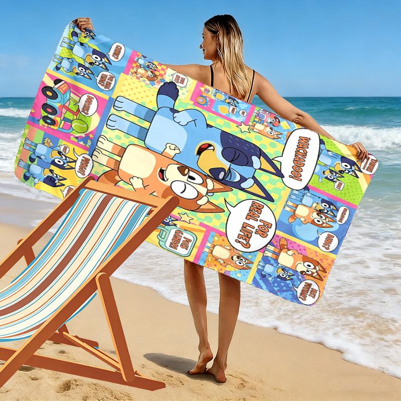 Bluey Cartoon Print Beach Towel, Large Soft Quick Dry Towel for Beach Camping Swimming