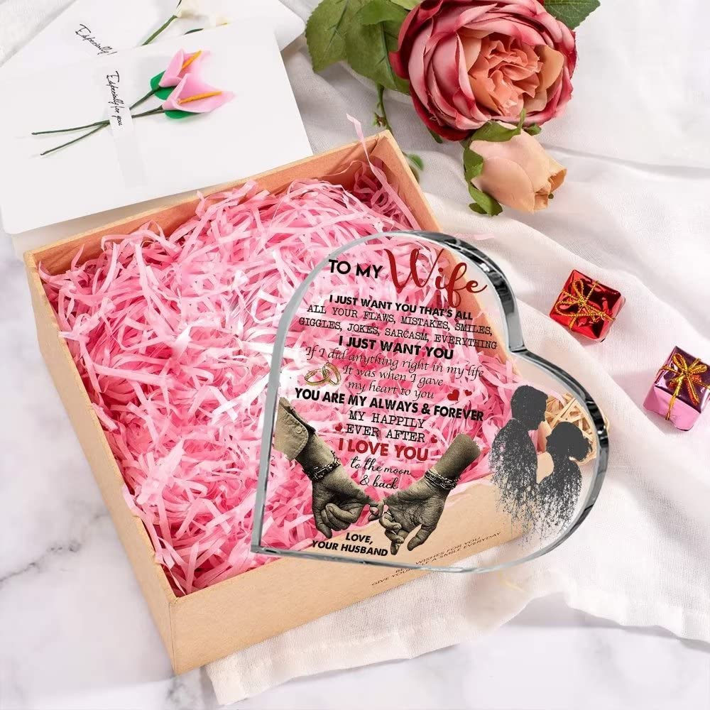 1pc acrylic heart shaped plaque, husband to wife heart shaped desktop home decor, romantic gifts, acrylic memorial ornaments- Acrylic Desktop Ornament