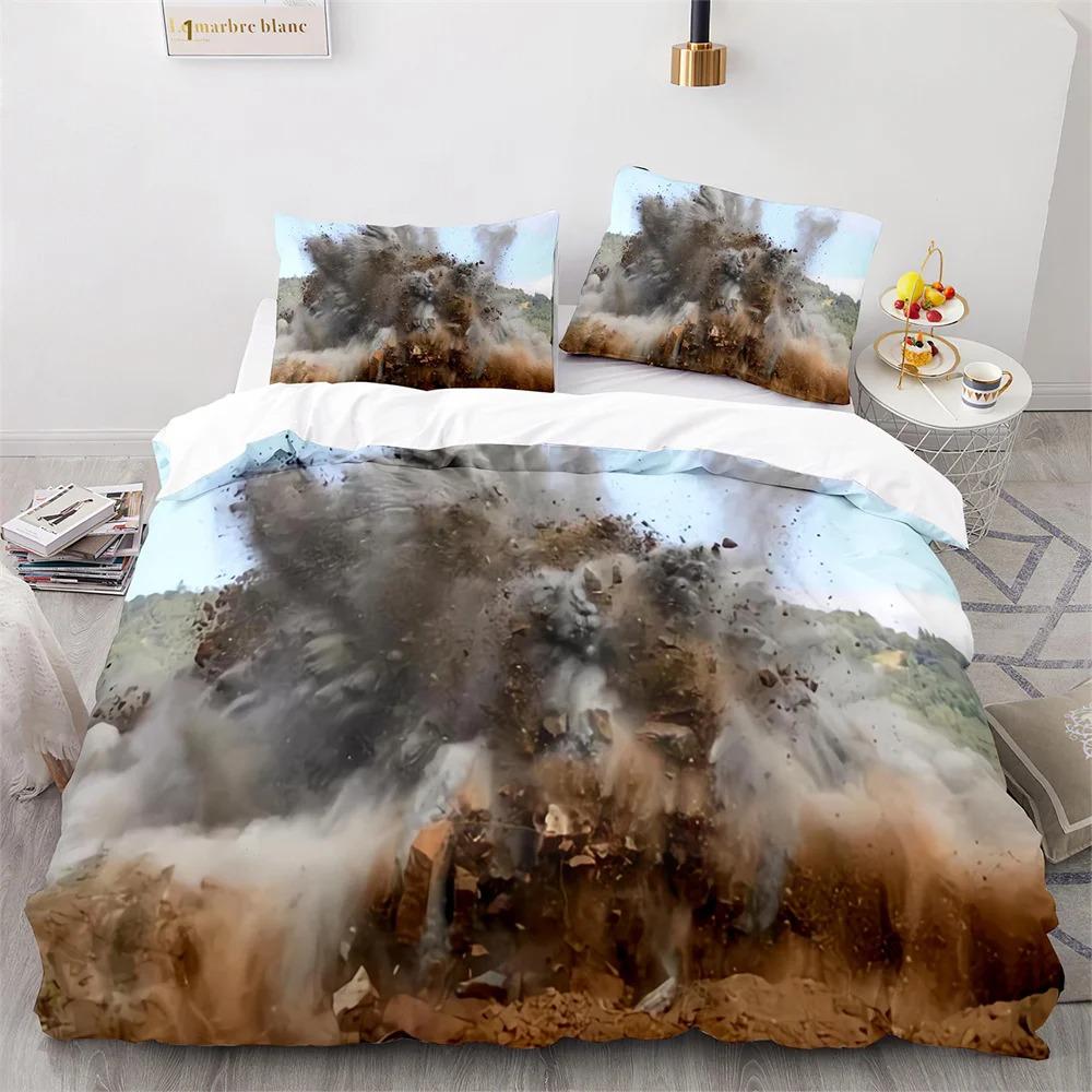 Explode Duvet Cover Collection Orange Firework Shaped Pattern Polyester Comforter Cover King Queen Size For Boys Girl Bedding Collection