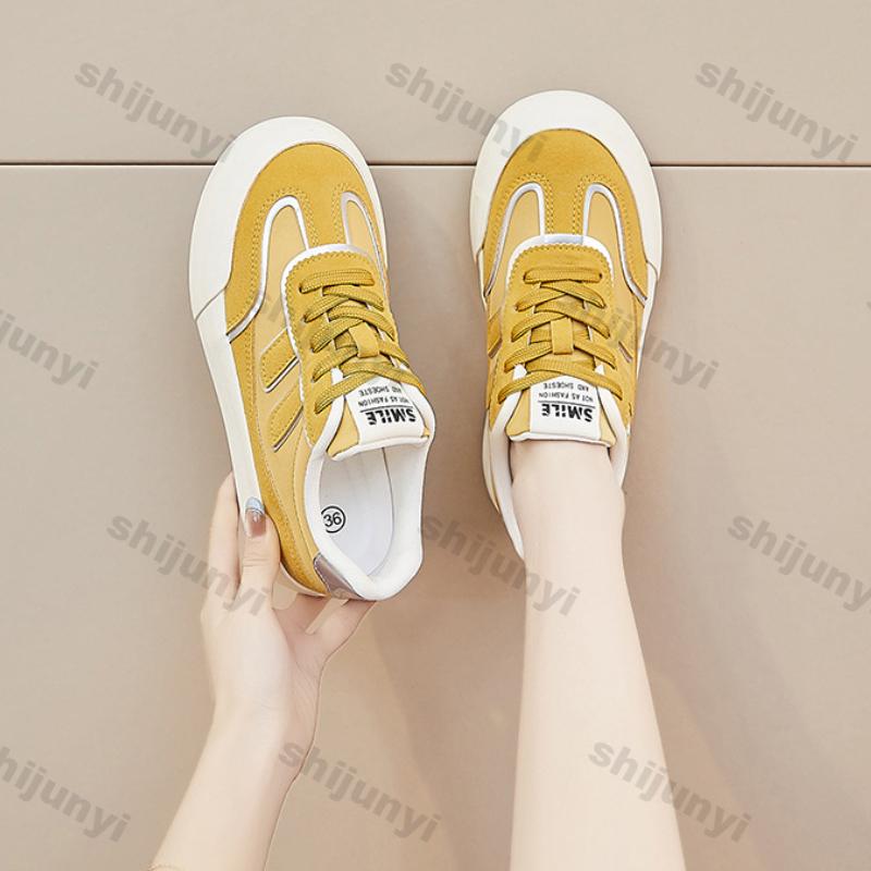 Fashion Women Shoes 2025 Spring Autumn New Breathable Non Slip Platform Sneakers Fashion Comfortable Height Increase Lace-up Casual Shoe