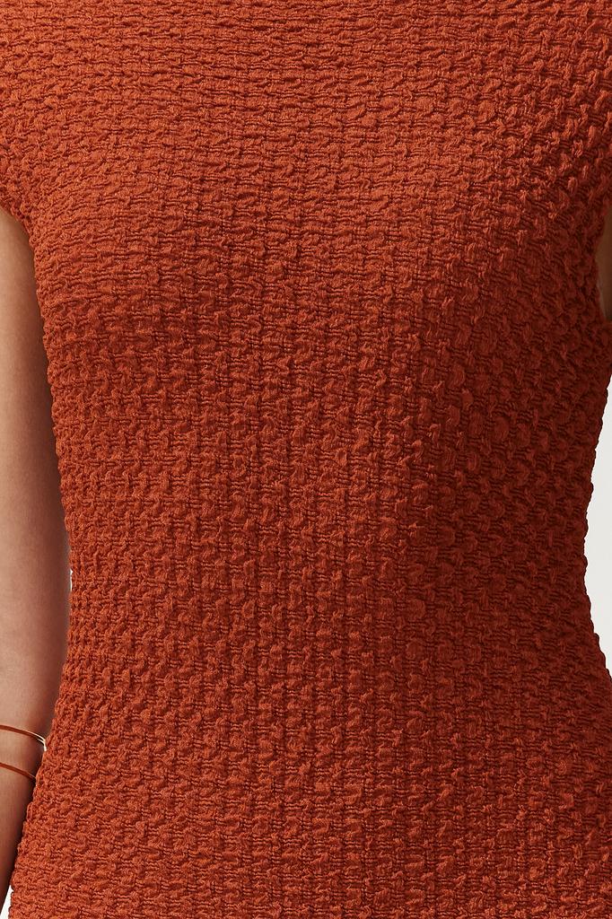 Women's Dress New Season Fashion Tile Textured Fabric Fitted Moon Sleeve Knitted Midi Dress