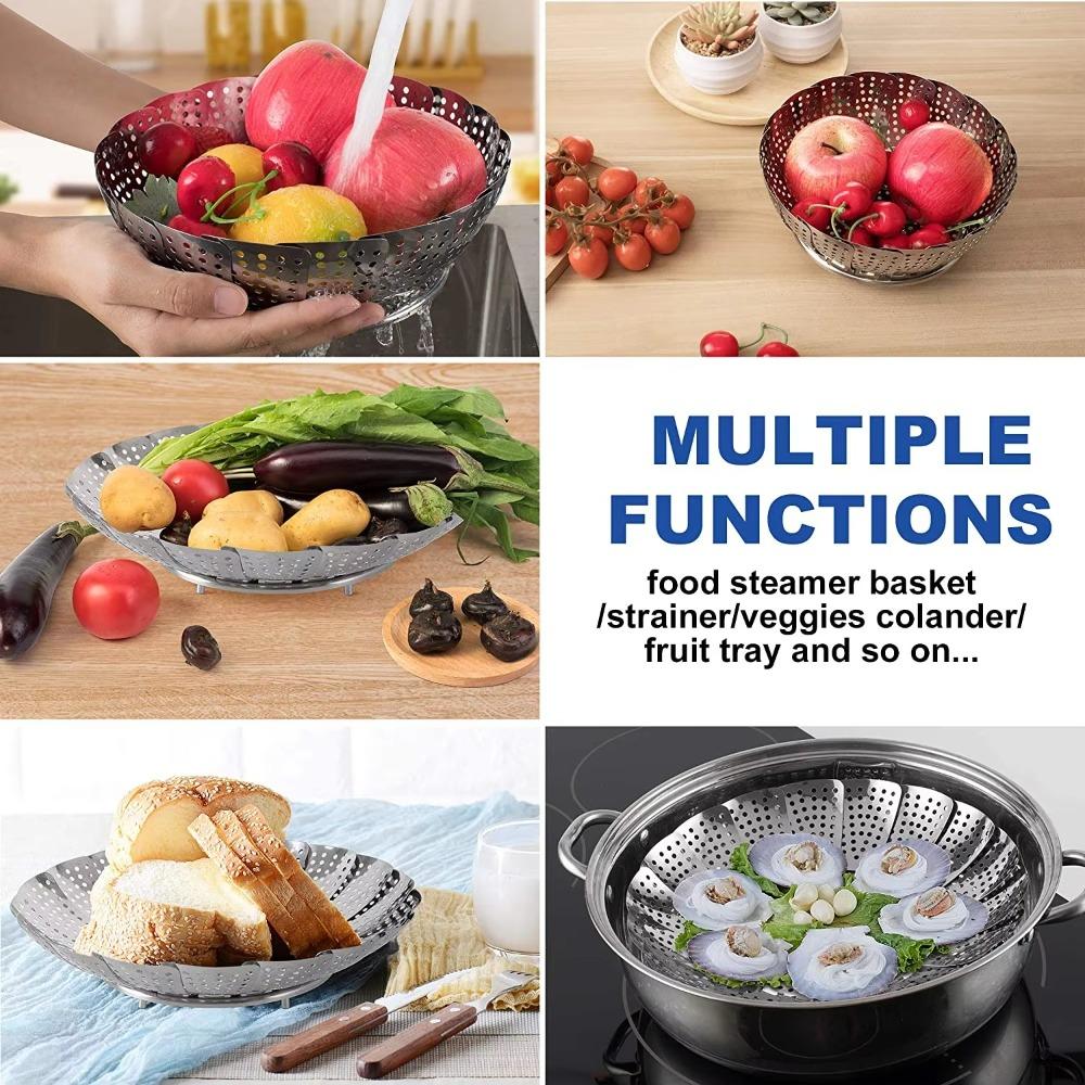 Multifunctional Steamer Rack Stainless Steel Steamer Plate Folding Dish Steam  Food Steamer Basket