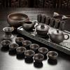 Classic Yixing Purple Sand Tea Set Black/Red Ceramic Kung Fu Teapot Handmade Teacup Gaiwan Tureen Tea Ceremony (Not Include Stone Table)