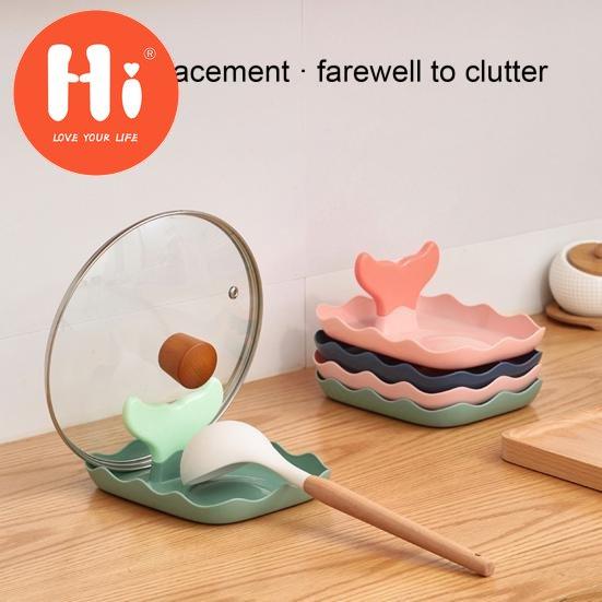 Hi Fishtail Design Стойка для крышки кастрюли Стабильный полипропилен Легко чистящийся держатель для крышки кастрюли Кухонные инструменты