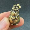 2pcs Brass Hedgehog Figurines with Leaf And Flower/Collectible Statue/Cute Home Desktop Office Bookshelf Decoration/Ideal