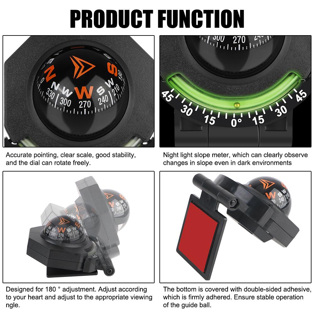 Компас для транспортного средства лодки автомобиля компас на приборную панель с уклономером 2-в-1 автомобильный держатель компас шар складной высокая точность навигация
