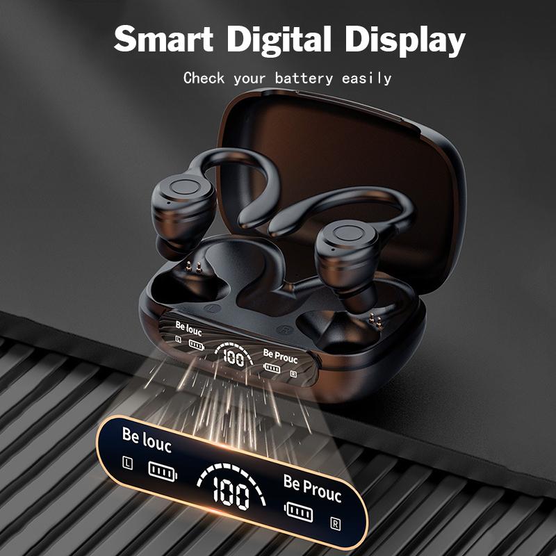 CVC8.0 Noise Cancel Wireless Earphones HiFi Stereo Headset With Microphone Headphone Digital Display For All Smartphones