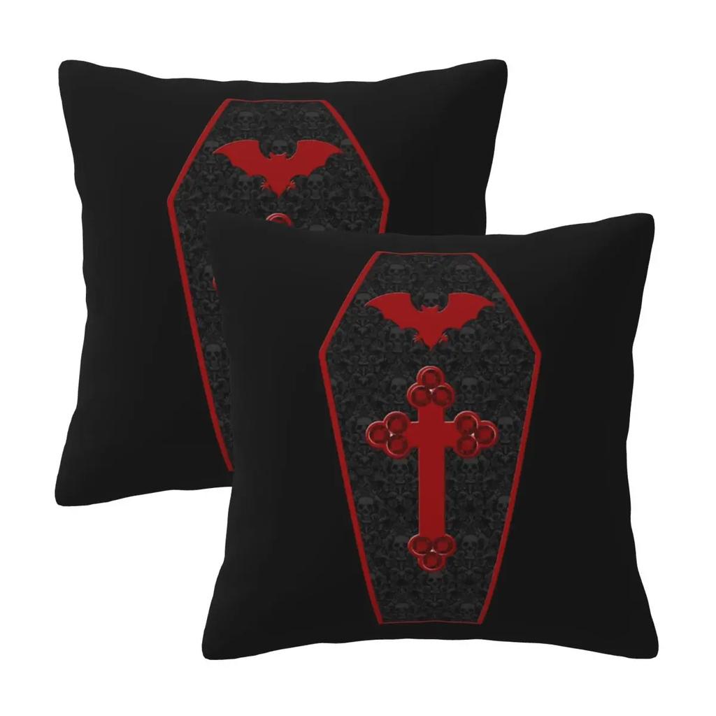 Gothic Vampire Halloween Haunted Mansion 2 2 Pcs Square Pillowcase Pillow Cover Cushion Decor Comfort Throw Pillow For Home Sofa