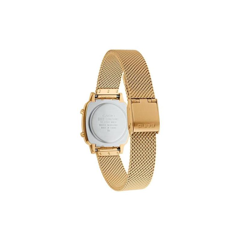 Casio Серия YOUTH - металлические маленькие квадраты, модный ретро-тренд, для работы и отдыха, классические маленькие золотые слитки, водонепроницаемый ЖК-дисплей, LA670WEMY-9