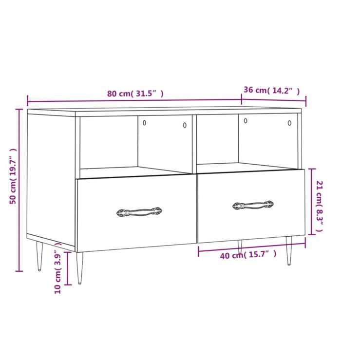 VidaXL TV Stand White 80x36x50 Cm Engineered Wood 828948