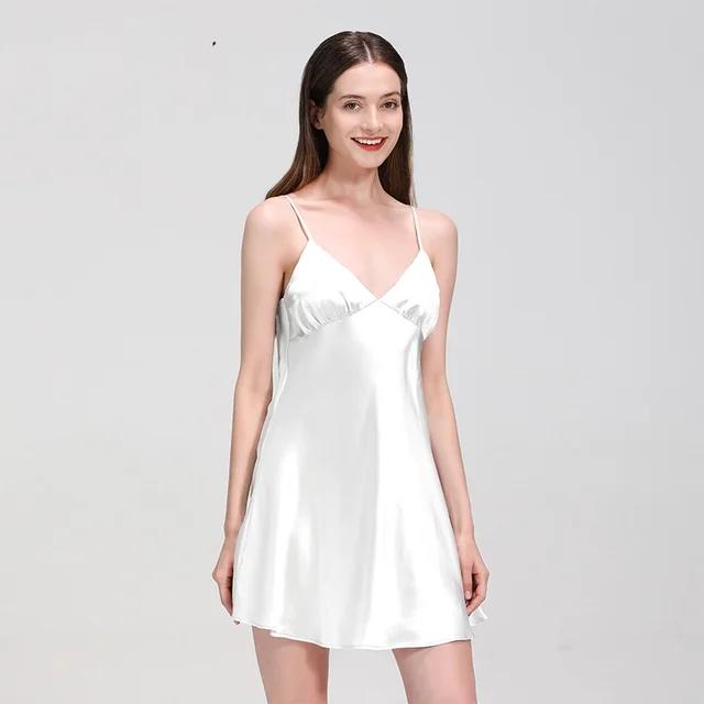 Женская шелковая пижама, ночная рубашка, короткая, женская домашняя одежда, летняя пижама, пижама из чистого шелка