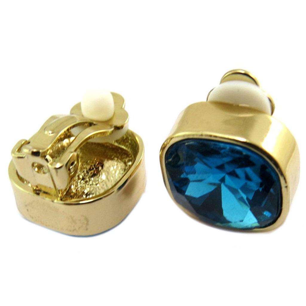 Les Trésors De Lily [P4987] - Golden Blue 'Sissi' Designer Clips - 14x14 Mm