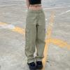 Винтажные брюки-карго с несколькими карманами, женские джинсы Y2K с низкой талией, широкие свободные штаны, повседневная уличная одежда, джинсовые брюки для бега, светло-зеленые