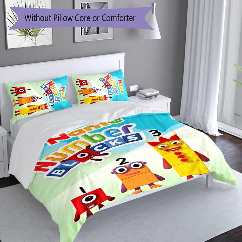 3pcs Custom Name Numberblocks Set,Includes 1 Duvet Cover and 2 Pillowcases,All-season Bedroom Decor