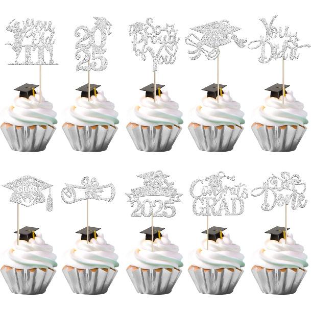 1 PCS High Heel Girl Graduation Cake Topper Black Pink Glitter Done Diploma Class of 2025 Congrats Grad Cap Cake Pick for 2025 Senior High School