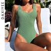 2026 Новый купальник с рубчиком, сплошной, пуш-ап, женский купальник, U-образный вырез, зеленый, купальный костюм, монокини