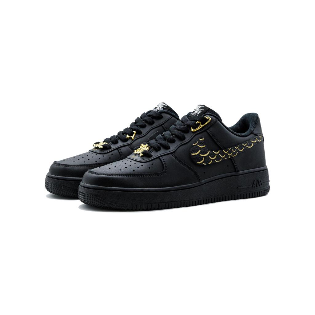 Nike Air Force 1 Mystic Gold Obsidian Box Leather Abrasion Resistant Abrasion Resistant Low top Skateboard Shoes Unisex FZ0627-010 (Team919-)